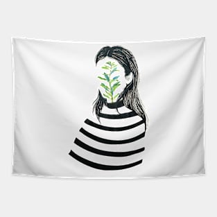 Hand Drawn Girl Illustration Tapestry