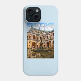 Cloister of John III after the rain. Convento de Cristo. Phone Case