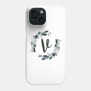 Floral Monogram V Dark Bohemian Flora Phone Case