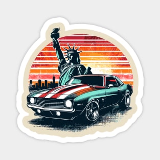 Chevy camaro with Statue of Liberty Magnet