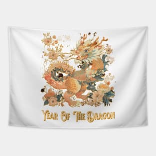 Dragon's Blooming Splendor: Year of the Dragon Tapestry