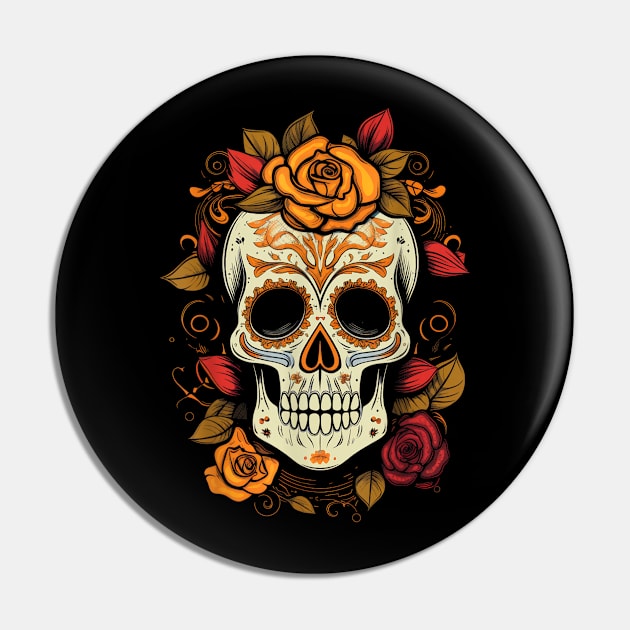 De Los Muertos Day of the Dead Sugar Skull Halloween Women Pin by irelandefelder