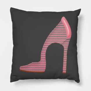 Pink and grey high heel shoe Pillow