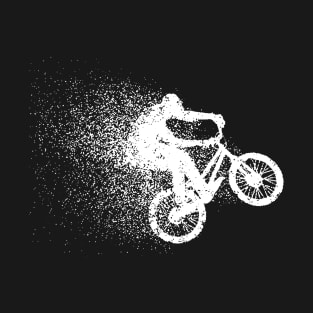 BMX Bike Rider Performing Stunts , Doing Tricks, minimal enduro extreme sports freeride, ramp, streetstyle, trails, Particles, shattered minimal minimalistic sprint sprinter sprinting T-Shirt