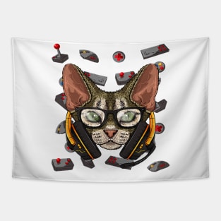 Gamer Devon Rex Gaming Cat Video Game Player Boys Kids Tapestry
