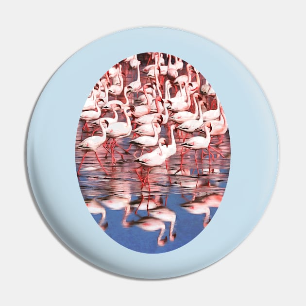 Pretty Pink Flamingos and Reflections Pin by scotch