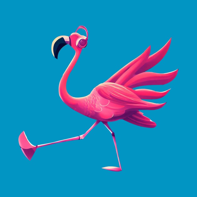 a flamingo listening to music by IcyGangz