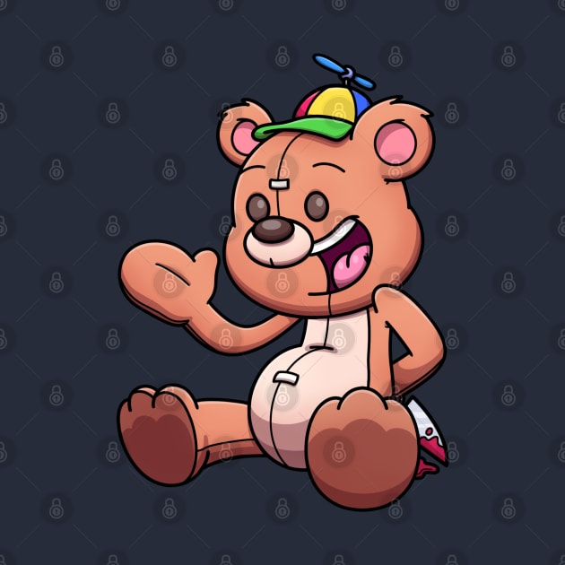 Creepy Teddy Bear Wearing Propeller Hat by TheMaskedTooner