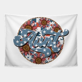 Retro Groovy Sunflower Aunt American 4th Of July Mom Womens Tapestry