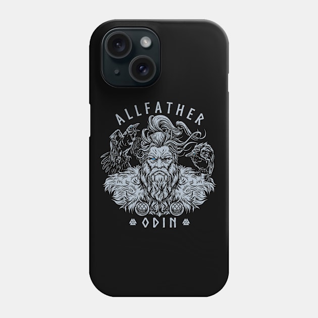 Norse Odin Viking Allfather God Raven Huginn Muninn Phone Case by Blue Pagan