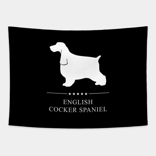 English Cocker Spaniel Dog White Silhouette Tapestry by millersye