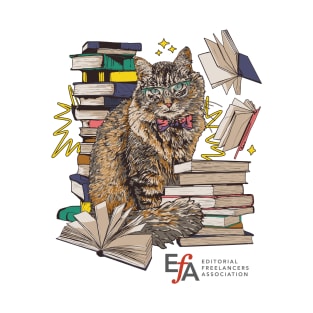 Stet Cat with Books T-Shirt