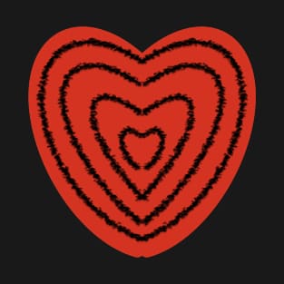 Red Heart on Black T-Shirt