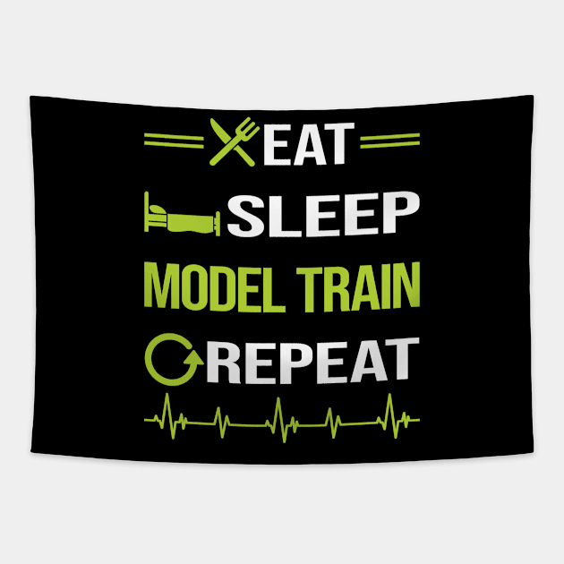 Funny Eat Sleep Repeat Model Train Trains Railroad Railway Tapestry by relativeshrimp