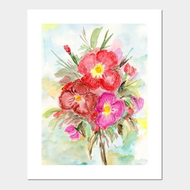 Spring Flowers Bouquet Watercolor Spring Flowers Posters And