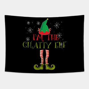 funny I'm the chatty elf Christmas shirt Tapestry