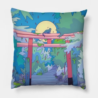 The cat and the Torii gate Pillow