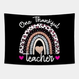 One thankful Teacher Rainbow Leopard Tapestry