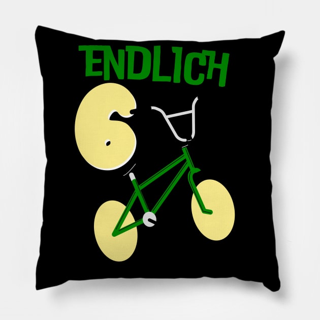 Endlich 6 BMX Fahrrad Kinder Geburtstag Jungen Pillow by Foxxy Merch