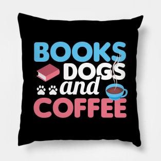 Cute & Funny Books Dogs and Coffee Bookworm Pillow