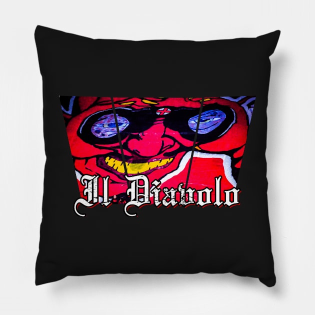 Il Diavolo Rossoneri Pillow by lounesartdessin