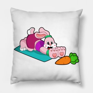 Rabbit with Carrot at Yoga on Yoga mat Pillow