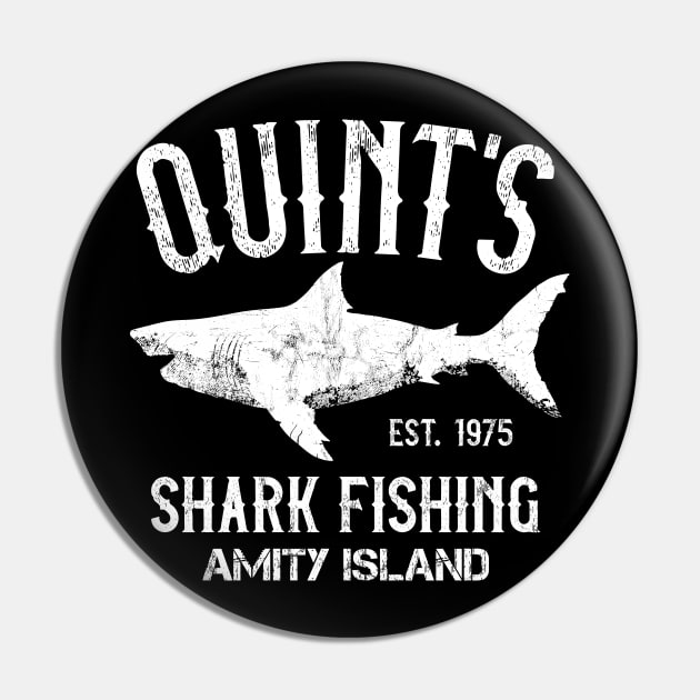 Quint's Shark Fishing - Amity Island 1975 Vintage T-Shirt Pin