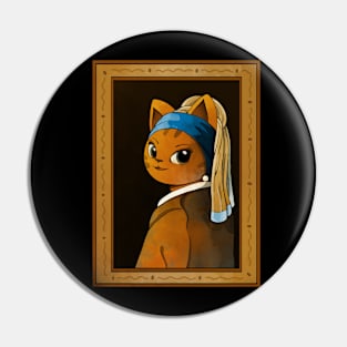 The Cat with the Pearl Earring Pin