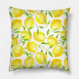 Lemons and leaves  pattern design Pillow