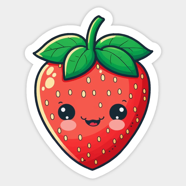 Kawaii Strawberry Sticker Graphic · Creative Fabrica