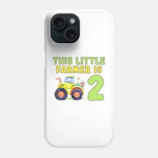 Kids 2nd Birthday This Little Farmer Is 2 Year Old Tractor Phone Case