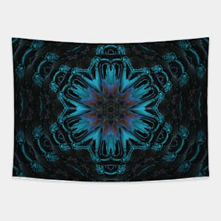 Blue Laser Space Flower Black Goth Spine Skeleton Spooky Tapestry