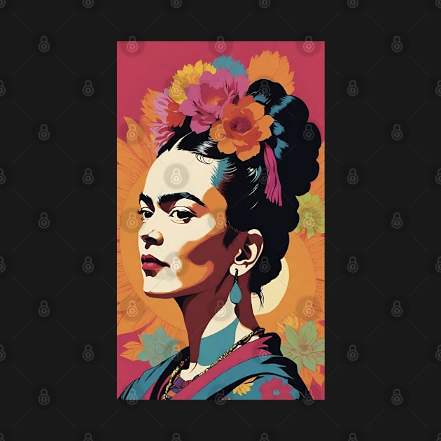 Frida's Rainbow Reverie: Colorful Portrait by FridaBubble