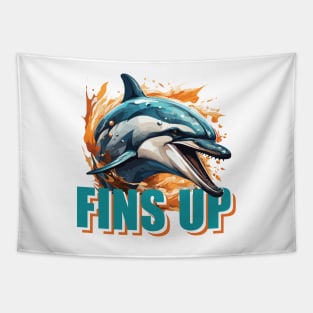 FINS UP DOLPHINS Tapestry