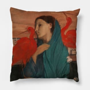 Young Woman with Ibis by Edgar Degas Pillow