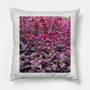 Lush Red Spinach Leaves Pillow