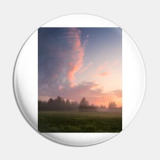 Misty meadow sunrise landscape Pin