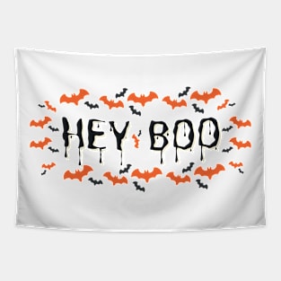 Hey Boo Spooky Halloween Design Bats For Men Women Kids Tapestry