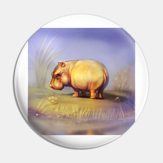 Happy hippo Pin by Artofokan