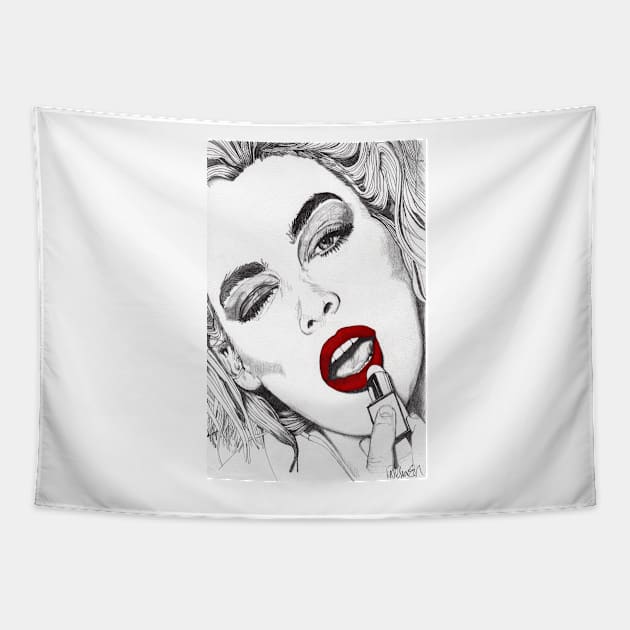 Lipstick Girl Tapestry by paulnelsonesch