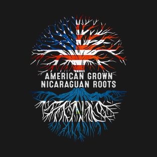 American Grown Nicaraguan Roots Tree Nicaragua Flag Usa T-Shirt