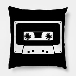 Retro cassette tape in white Pillow