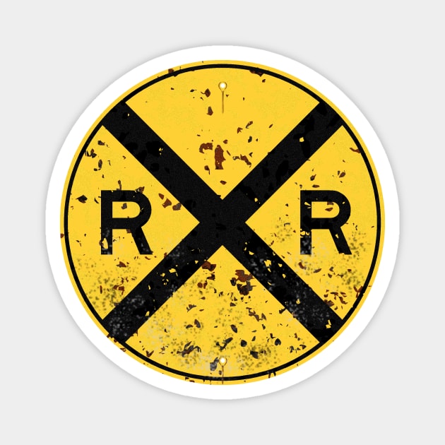 Railroad Xing Sign (weathered) Magnet by GloopTrekker