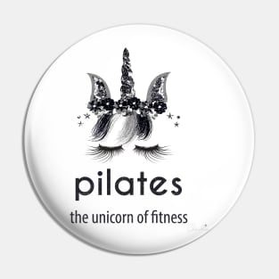 Pilates Unicorn of Fitness in Black White n Silver Pin