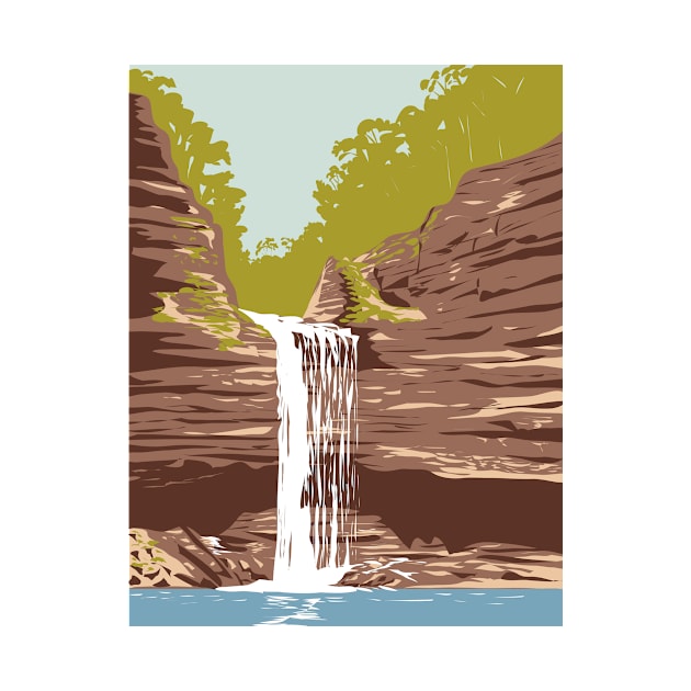 Petit Jean State Park with Cedar Falls in Conway County Adjacent to the Arkansas River in Arkansas WPA Poster Art by patrimonio