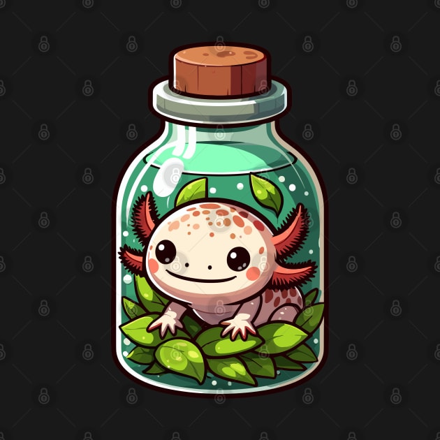 Kawaii Axolotl in Water Plant Bottle by TomFrontierArt