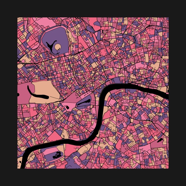 London Map Pattern in Purple & Pink by PatternMaps