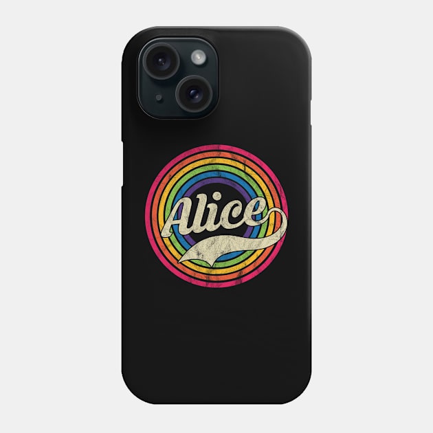 Alice - Retro Rainbow Faded-Style Phone Case by MaydenArt