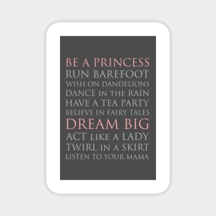 BE A PRINCESS, pink and gray palette Magnet