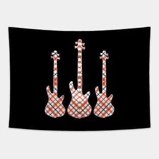 Red Black Plaid Matching Christmas Pattern Bass Player Tapestry